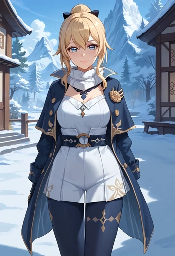 genshin impact,jean_(genshin_impact),winter,student uniform,puffer coat  - AI generated anime art