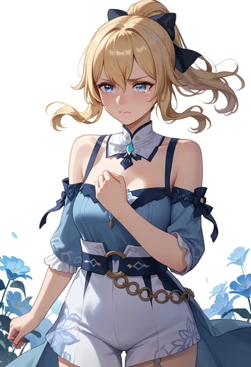 genshin impact,jean_(genshin_impact),silk slip dress,floral prints  - AI generated anime art