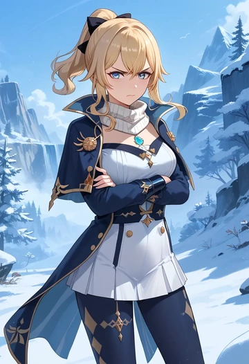 genshin impact,jean_(genshin_impact),winter,student uniform,puffer coat  - AI generated anime art