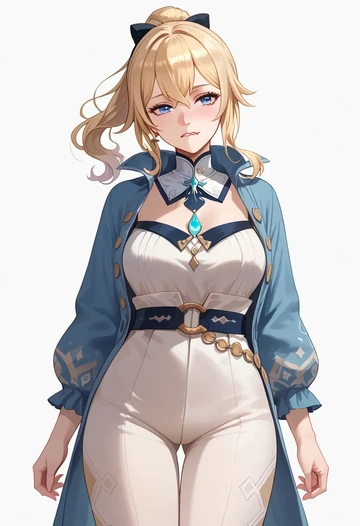 genshin impact,jean_(genshin_impact),cardigan,oversized,wide-leg pants  - AI generated anime art