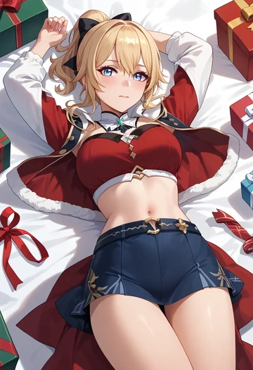 genshin impact,jean_(genshin_impact),Christmas,skirt  - AI generated anime art