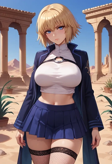 fate_(series),jeanne_d'arc_(fate),mini skirt, stockings  - AI generated anime art