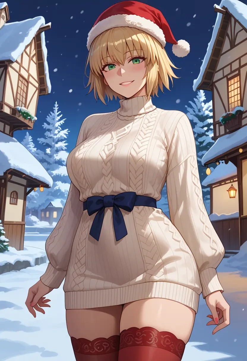 fate_(series),jeanne_d'arc_(fate),Christmas,sweater dress,stockings  - 