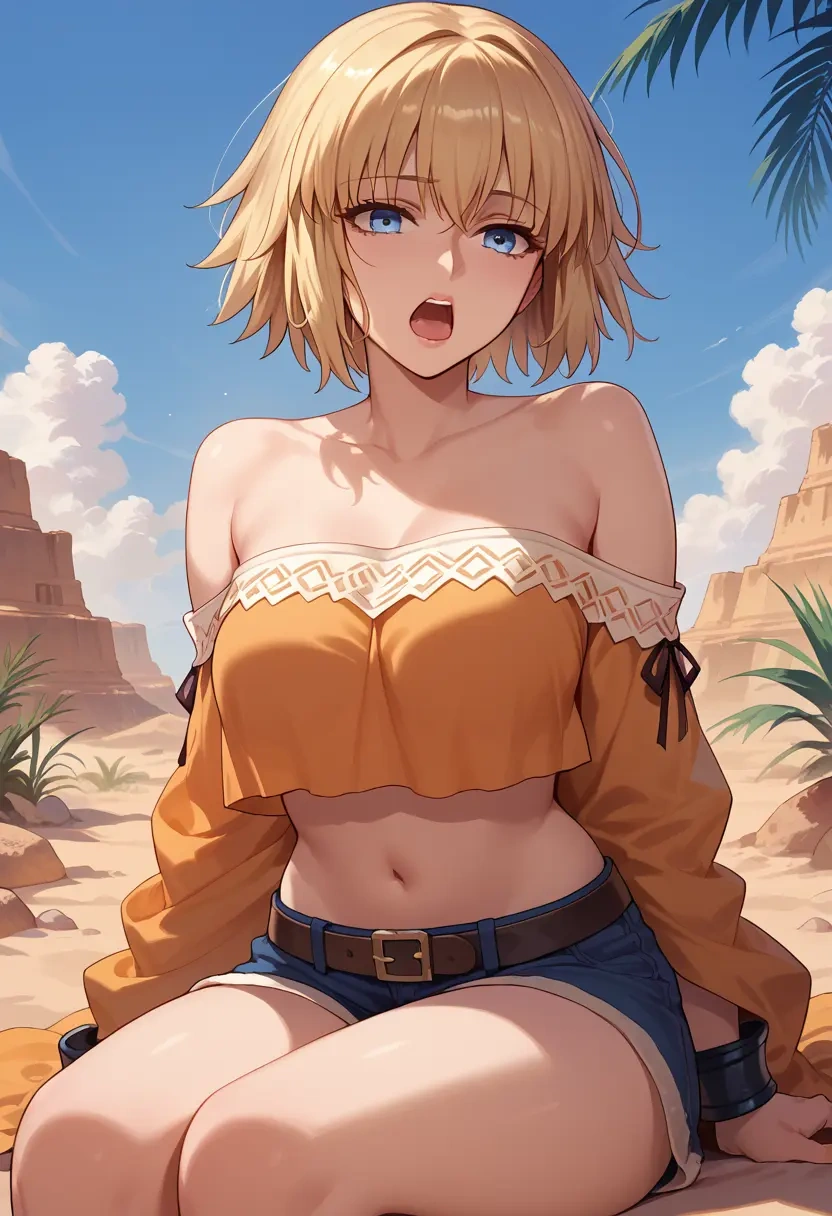 fate_(series),jeanne_d'arc_(fate),off-shoulder top,dolphin shorts  - 