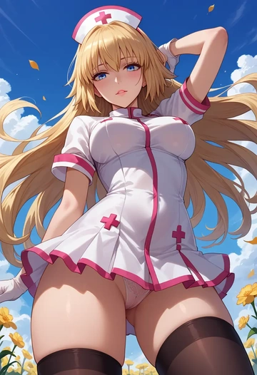 fate_(series),jeanne_d'arc_(ruler)_(fate),nurse pantyhose,mini skirt, sexy  - AI generated anime art