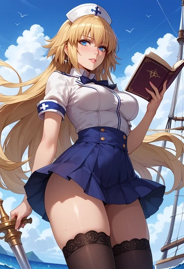 fate_(series),jeanne_d'arc_(ruler)_(fate),nurse pantyhose,mini skirt, sexy  - AI generated anime art