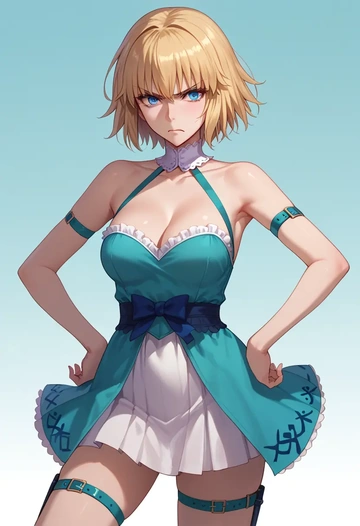 fate_(series),jeanne_d'arc_(ruler)_(fate),silk slip dress,polka dots  - AI generated anime art