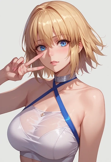 fate_(series),jeanne_d'arc_(ruler)_(fate),halter top,track pants  - AI generated anime art