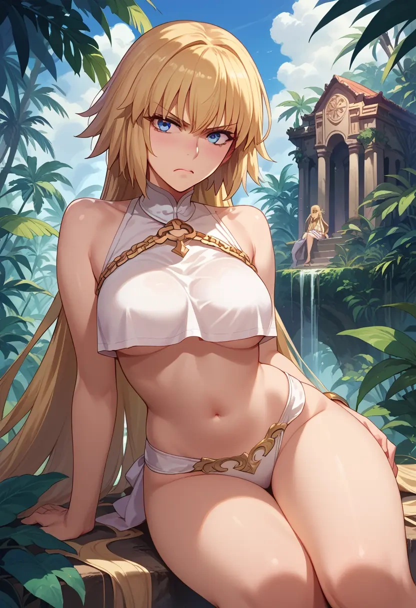 fate_(series),jeanne_d'arc_(ruler)_(fate),crop top,loose joggers,headset  - 