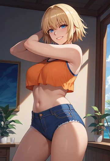 fate_(series),jeanne_d'arc_(swimsuit_archer)_(fate),crop top  - AI generated anime art