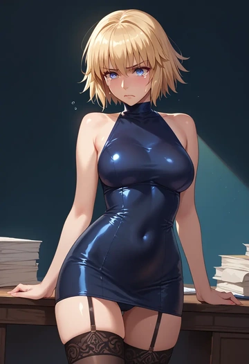 fate_(series),jeanne_d'arc_(swimsuit_archer)_(fate),secretary, stockings  - AI generated anime art