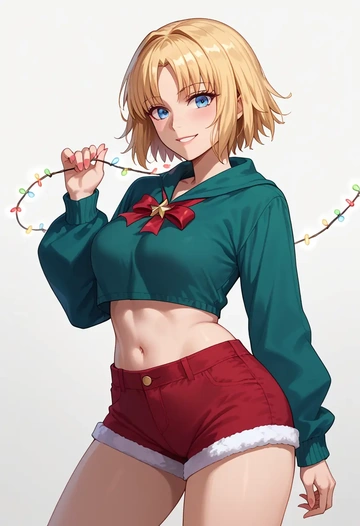 fate_(series),jeanne_d'arc_(swimsuit_archer)_(fate),Christmas,red velvet shorts  - AI generated anime art