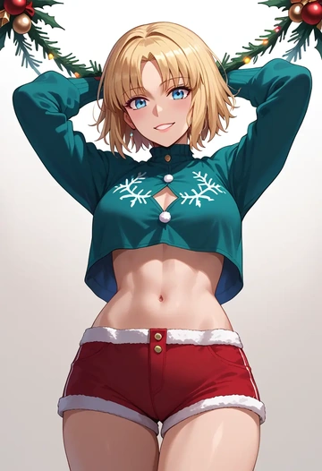 fate_(series),jeanne_d'arc_(swimsuit_archer)_(fate),Christmas,red velvet shorts  - AI generated anime art