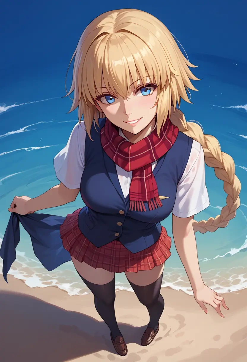 fate_(series),jeanne_d'arc_(swimsuit_archer)_(fate),winter,student uniform,vest  - 