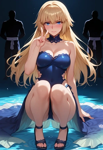 fate_(series),jeanne_d'arc_(swimsuit_archer)_(fate),gown,strapless,mermaid silhouette  - AI generated anime art