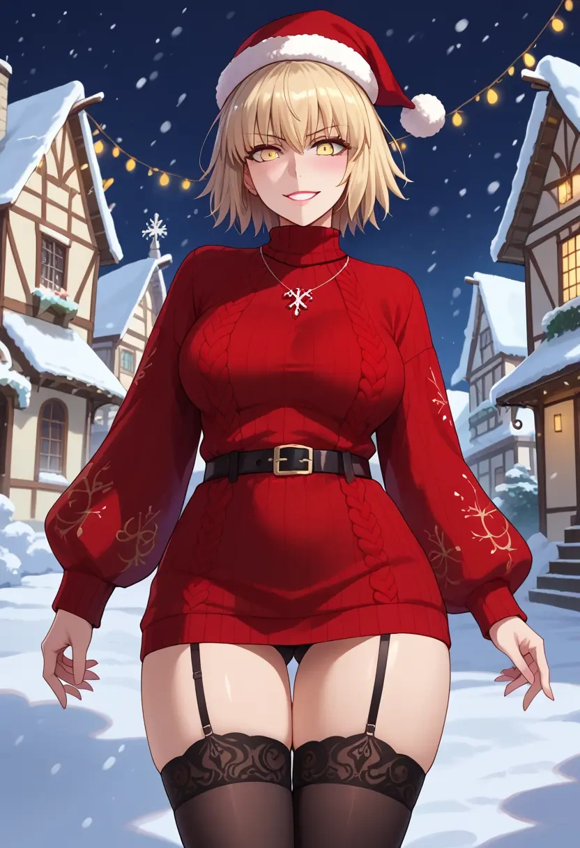 fate_(series),jeanne_d'arc_alter_(avenger)_(fate),sweater,stockings,Thigh garters  - 