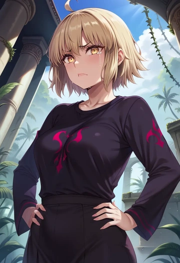 fate_(series),jeanne_d'arc_alter_(avenger)_(fate),running shirt,shorts,sneakers  - AI generated anime art