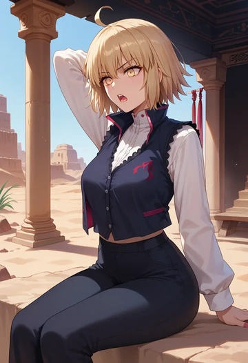 fate_(series),jeanne_d'arc_alter_(avenger)_(fate),vest,quilted,jogger pants  - AI generated anime art