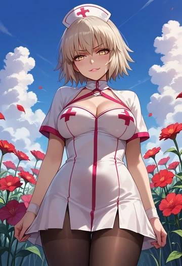 fate_(series),jeanne_d'arc_alter_(fate),nurse, pantyhose,mini skirt  - AI generated anime art