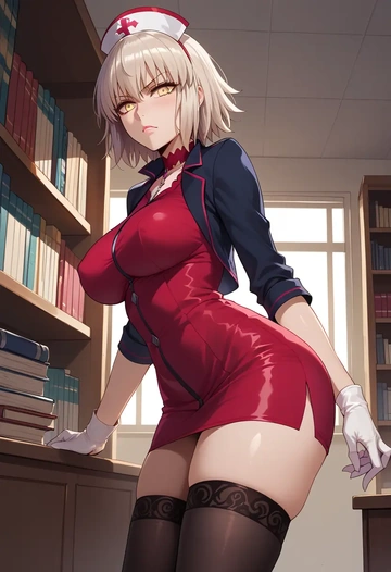 fate_(series),jeanne_d'arc_alter_(fate),nurse pantyhose,mini skirt, sexy  - AI generated anime art