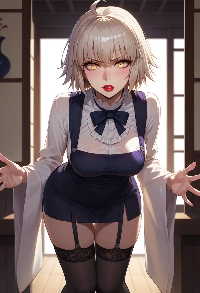 fate_(series),jeanne_d'arc_alter_(fate),secretary,stockings  - 