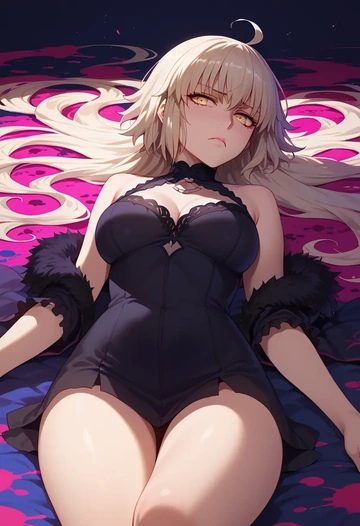 fate_(series),jeanne_d'arc_alter_(fate),paint-splatter blouse,dolphin shorts  - AI generated anime art