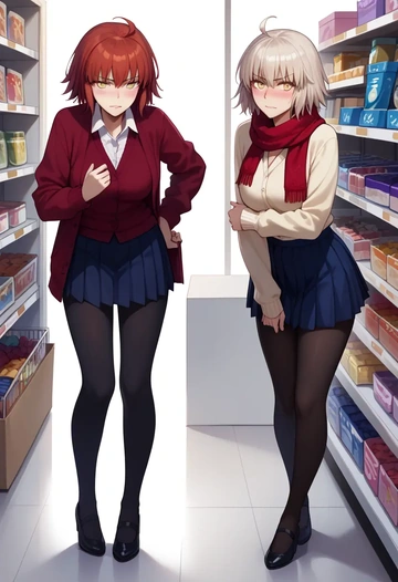 fate_(series),jeanne_d'arc_alter_(fate),winter,student uniform,cardigan  - AI generated anime art