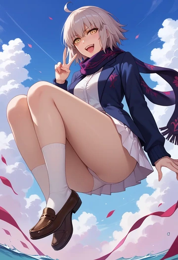 fate_(series),jeanne_d'arc_alter_(fate),spring,student uniform,cardigan  - AI generated anime art