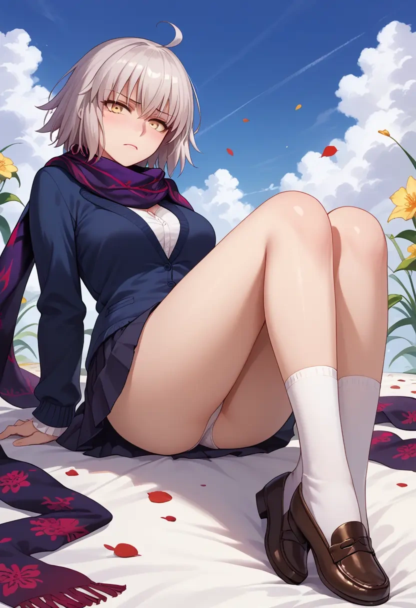 fate_(series),jeanne_d'arc_alter_(fate),spring,student uniform,cardigan  - 