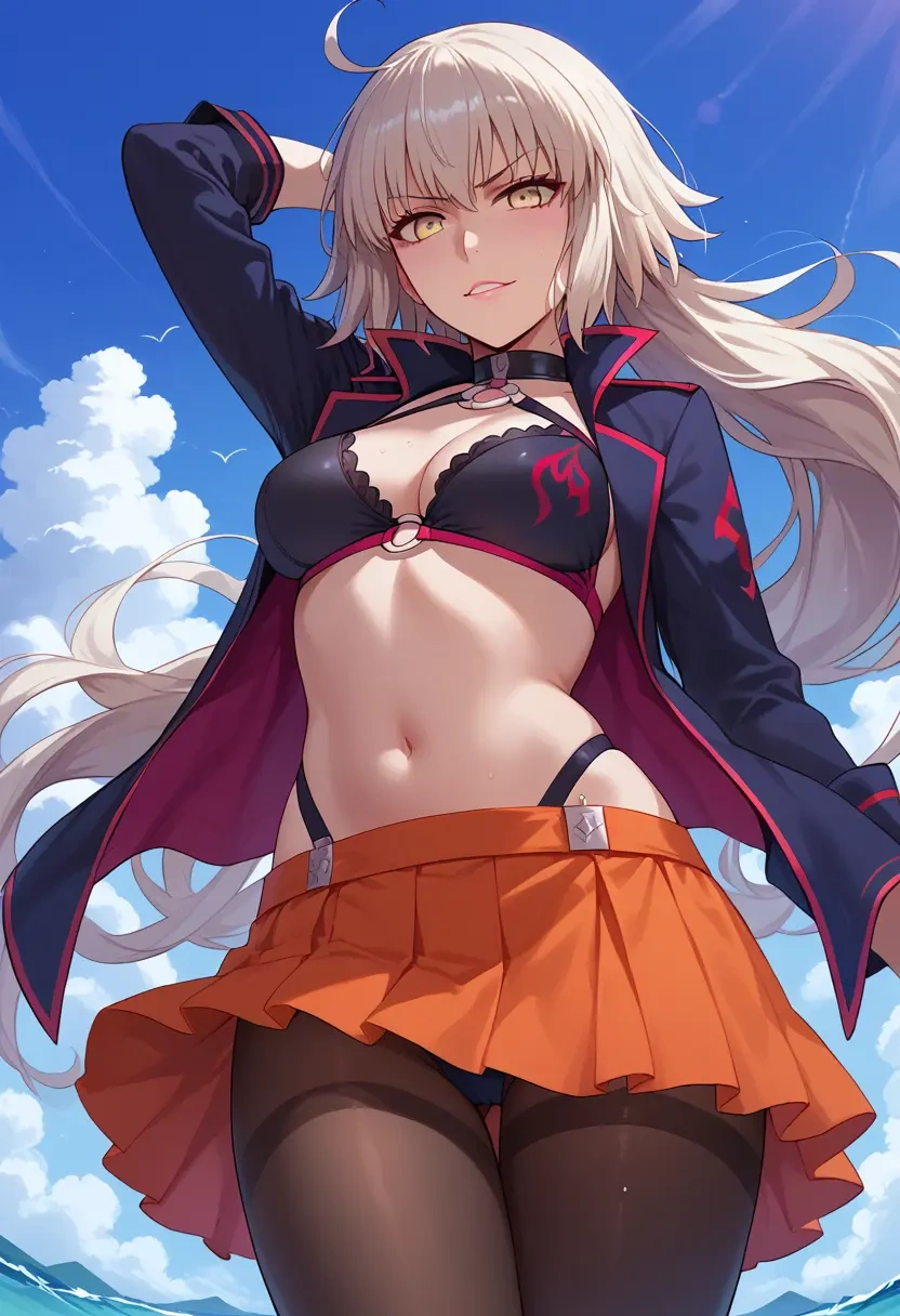 fate_(series),jeanne_d'arc_alter_(swimsuit_berserker)_(fate),nurse, pantyhose,mini skirt  - 