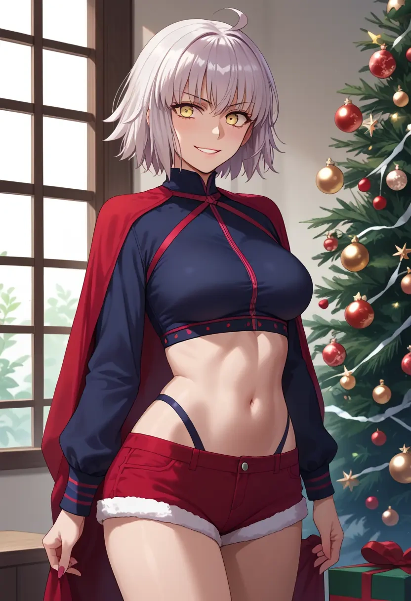 fate_(series),jeanne_d'arc_alter_(swimsuit_berserker)_(fate),Christmas,red velvet shorts  - 