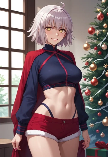 fate_(series),jeanne_d'arc_alter_(swimsuit_berserker)_(fate),Christmas,red velvet shorts  - AI generated anime art