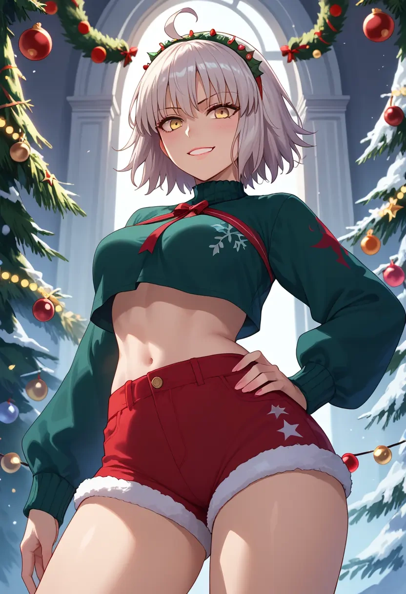 fate_(series),jeanne_d'arc_alter_(swimsuit_berserker)_(fate),Christmas,red velvet shorts  - 