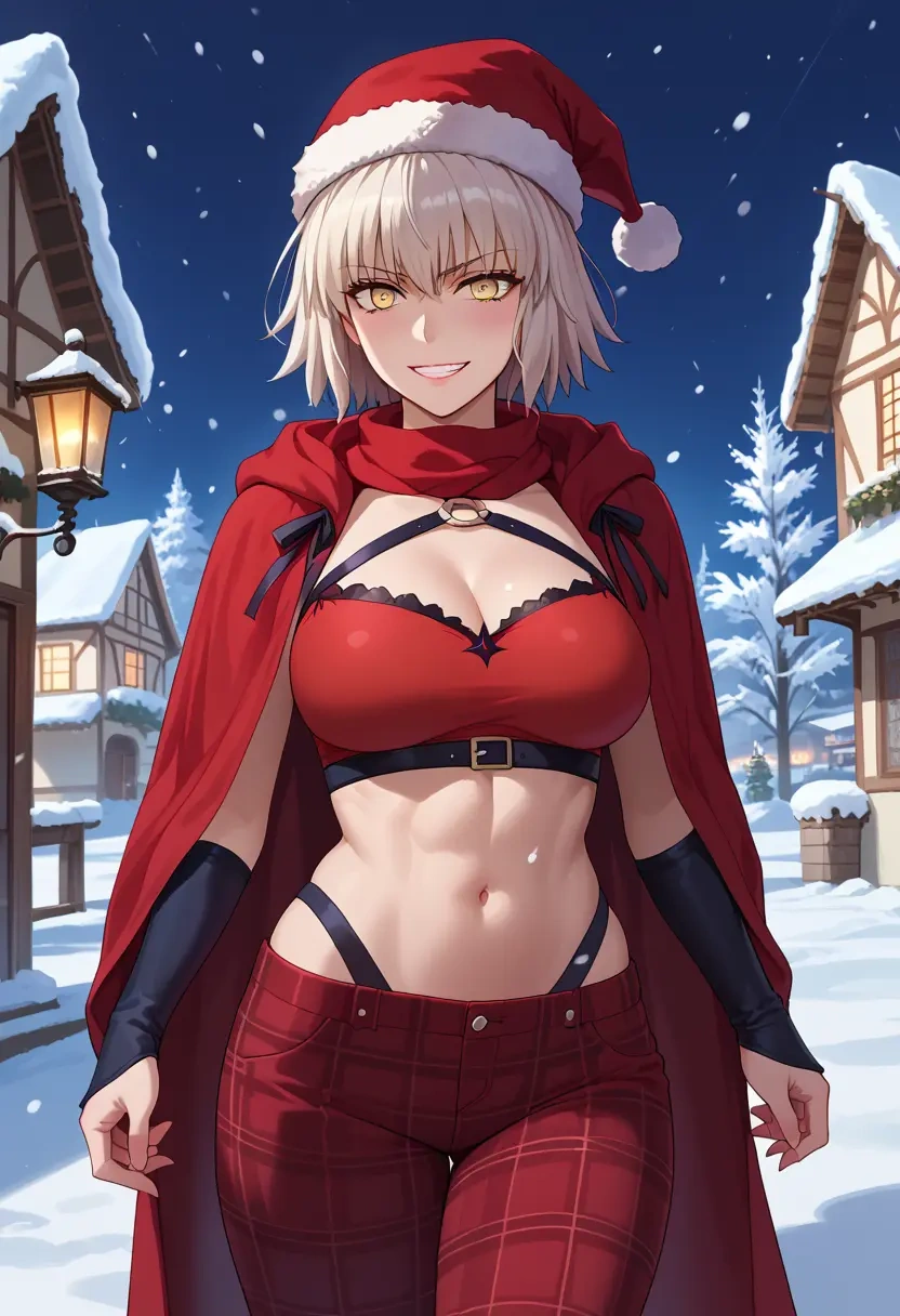 fate_(series),jeanne_d'arc_alter_(swimsuit_berserker)_(fate),Christmas,plaid trousers  - 