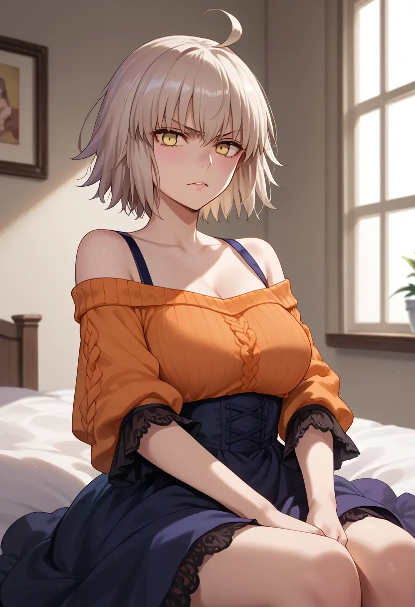 fate_(series),jeanne_d'arc_alter_(ver._shinjuku_1999)_(fate),orange,sweater  - 