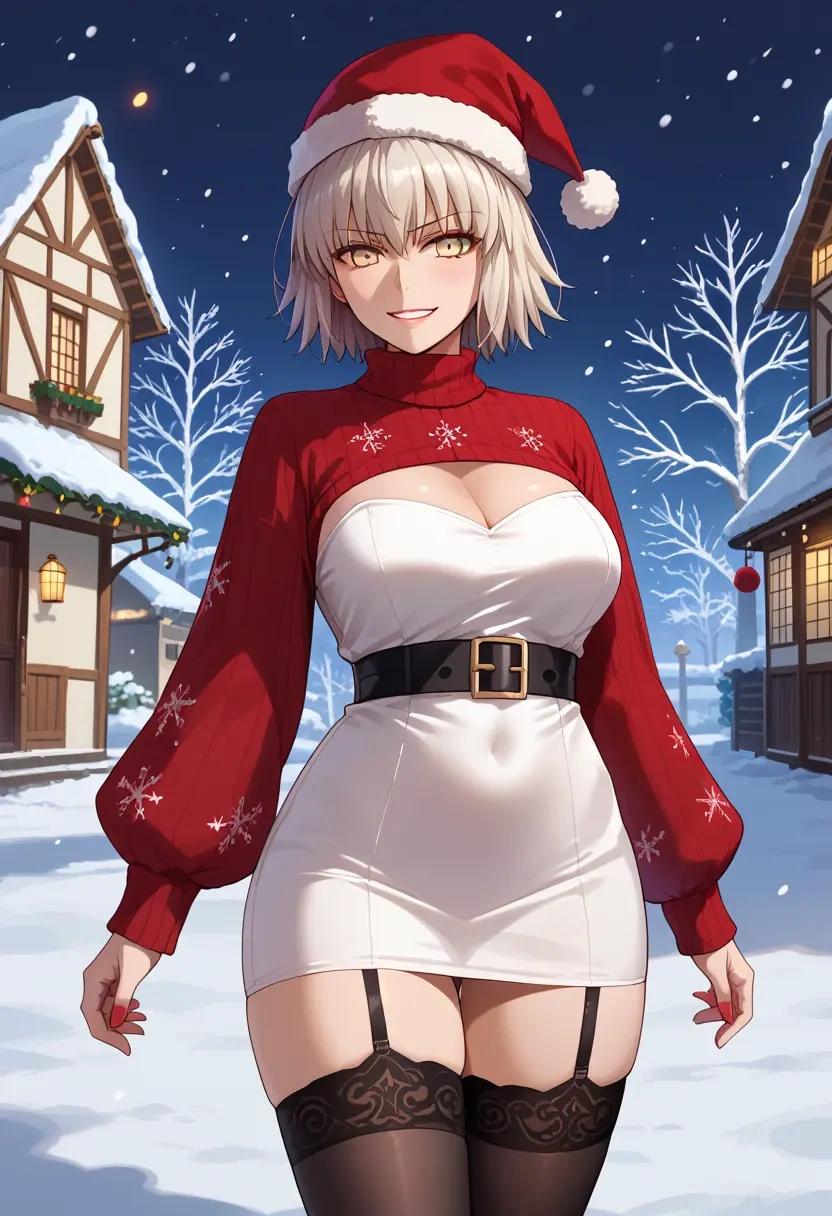 fate_(series),jeanne_d'arc_alter_(ver._shinjuku_1999)_(fate),sweater,stockings,Thigh garters  - 