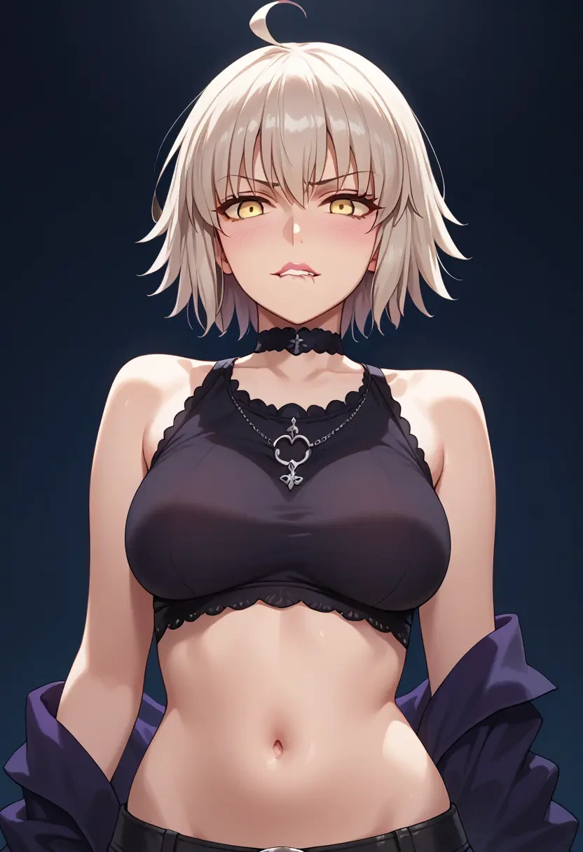 fate_(series),jeanne_d'arc_alter_(ver._shinjuku_1999)_(fate),crop top,loose joggers,headset  - 