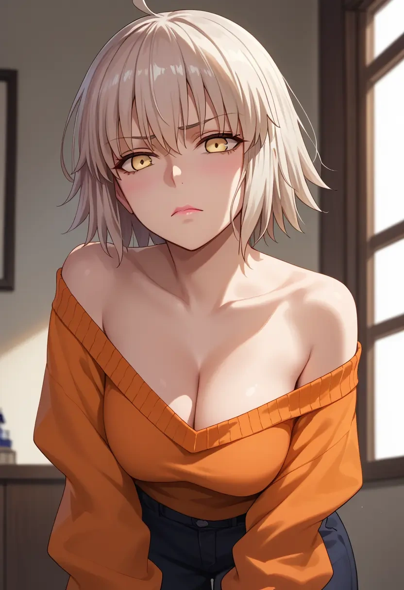 fate_(series),jeanne_d'arc_alter_(ver._shinjuku_1999)_(fate),orange,sweater  - 