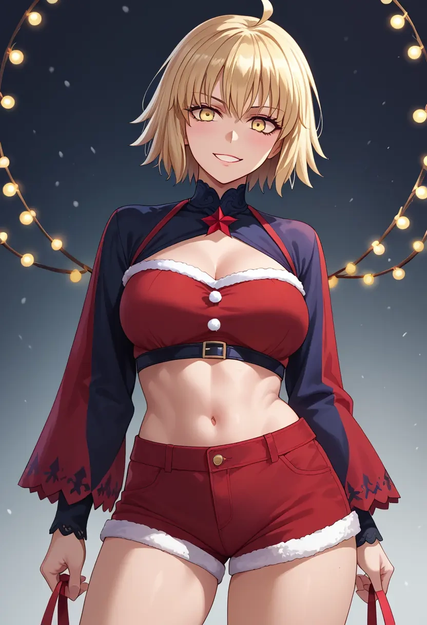 fate_(series),jeanne_d'arc_alter_santa_lily_(fate),Christmas,red velvet shorts  - 