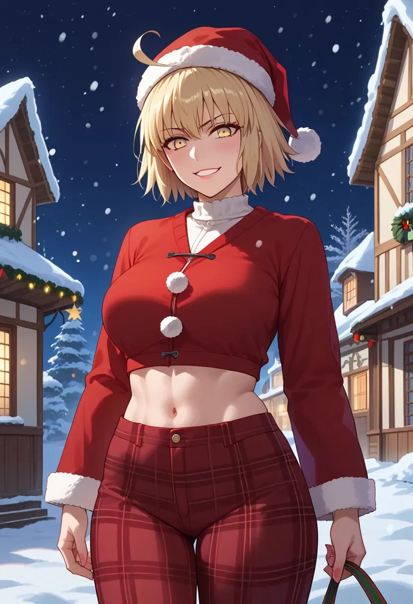 fate_(series),jeanne_d'arc_alter_santa_lily_(fate),Christmas,plaid trousers  - 