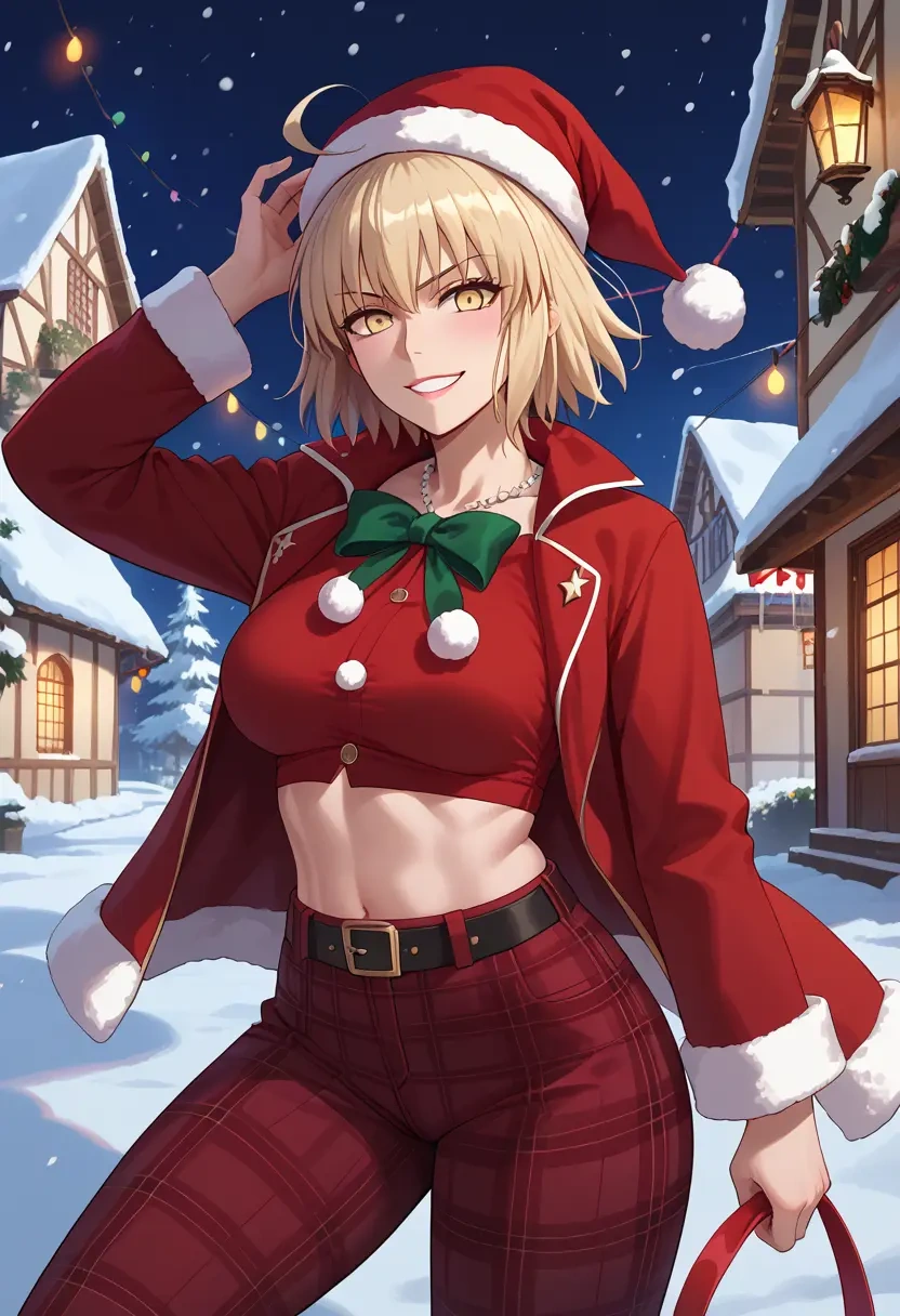 fate_(series),jeanne_d'arc_alter_santa_lily_(fate),Christmas,plaid trousers  - 