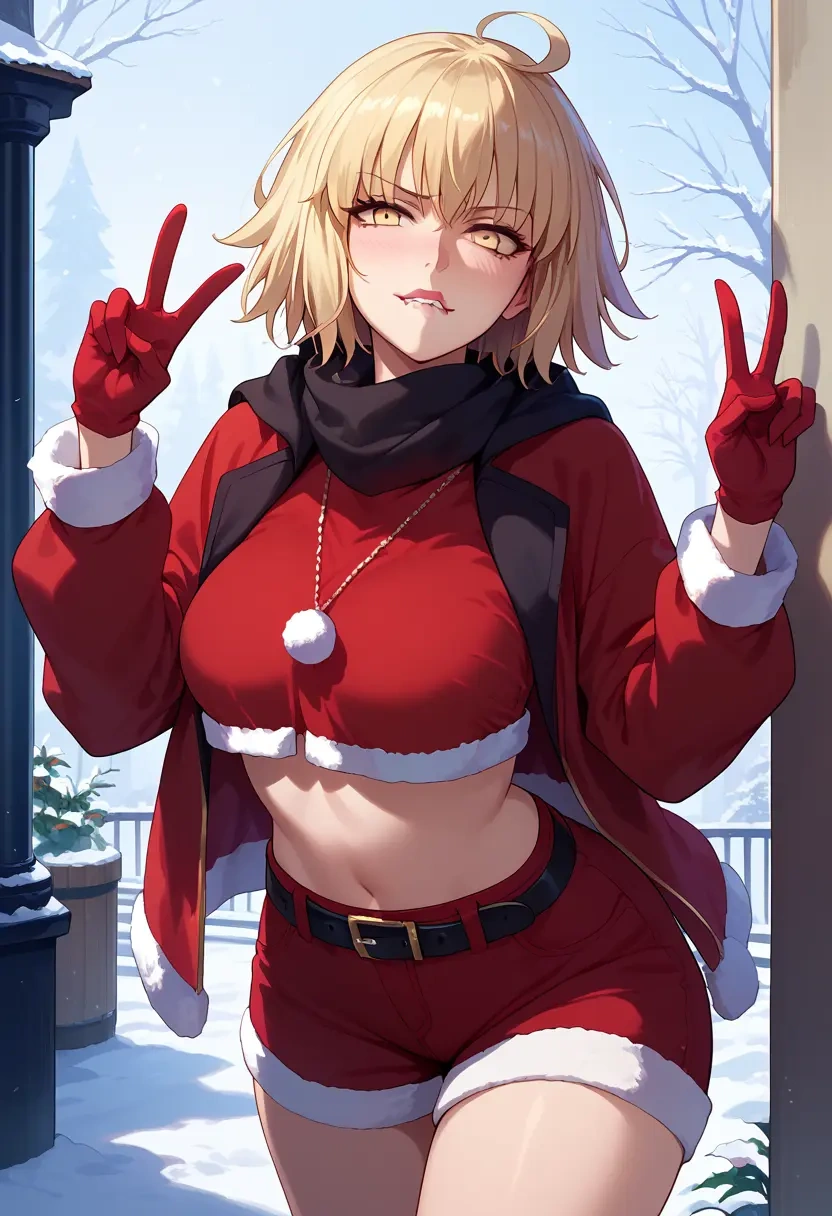 fate_(series),jeanne_d'arc_alter_santa_lily_(fate),jogger shorts,oversized tank  - 