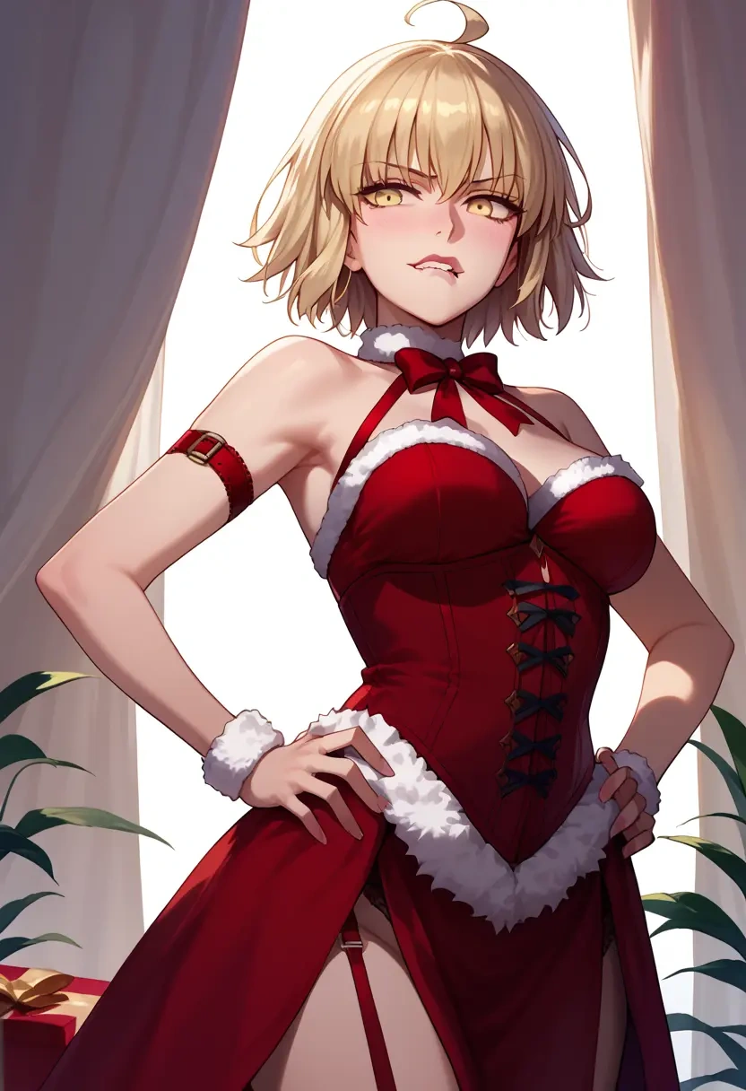 fate_(series),jeanne_d'arc_alter_santa_lily_(fate),vampire corset,lace blouse,velvet skirt  - 