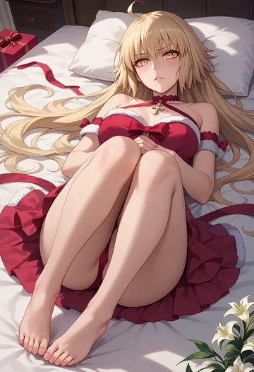 fate_(series),jeanne_d'arc_alter_santa_lily_(fate),silk slip dress  - AI generated anime art