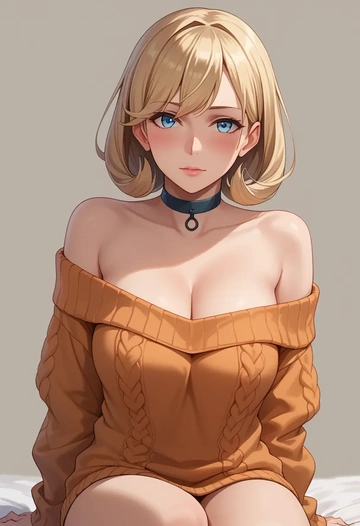 kantai_collection,jervis_(kancolle),orange,sweater,choker  - AI generated anime art