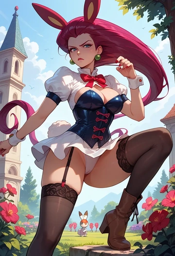 pokemon,jessie_(pokemon),bunny girl  - AI generated anime art