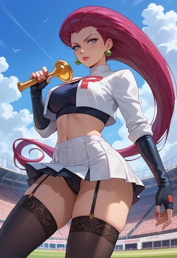 pokemon,jessie_(pokemon),mini skirt, stockings  - AI generated anime art