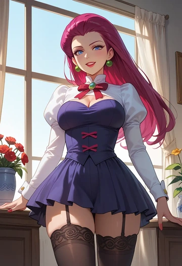 pokemon,jessie_(pokemon),mini skirt,stockings  - AI generated anime art