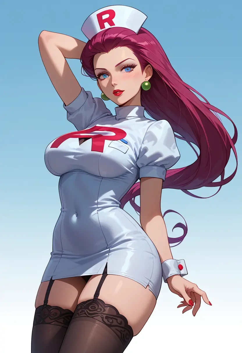 pokemon,jessie_(pokemon),nurse pantyhose,mini skirt, sexy  - 