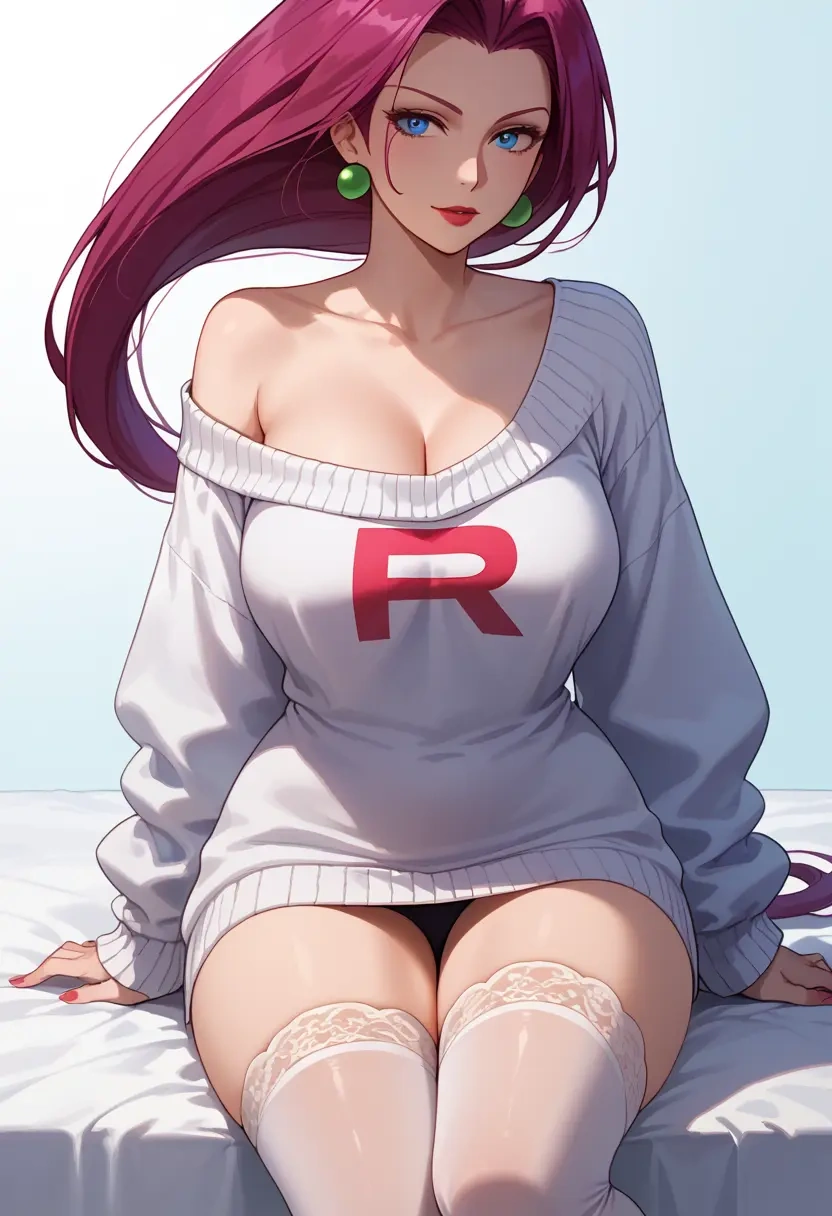 pokemon,jessie_(pokemon),off-shoulder,sweater  - 